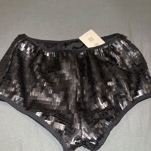 Black Sequin Women's Shorts